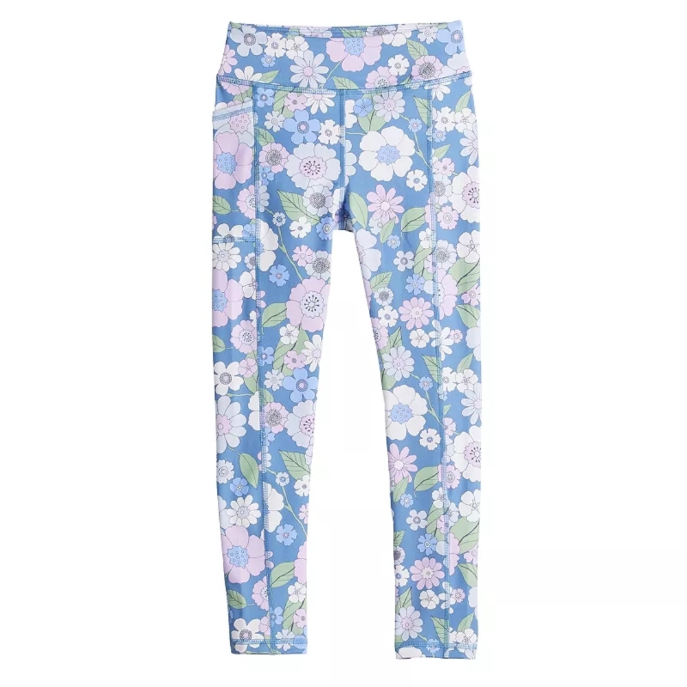 Floral Blue Kids Leggings